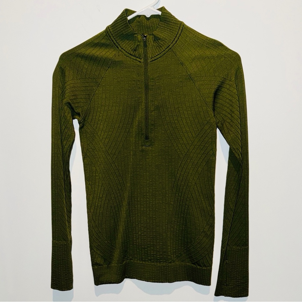 Lululemon Dark Olive Green Long Sleeve Zip Up